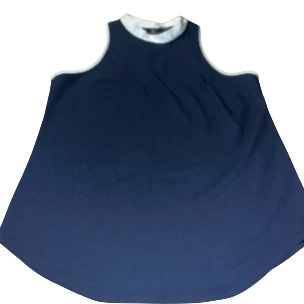 Banana Republic Navy and White Sleeveless Blouse